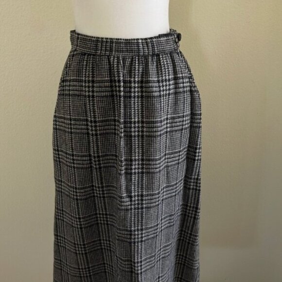 Evan-Picone Skirt Plaid SZ12 100% Wool High-Waist Pleated Union 1980s Vintage - Picture 2 of 9